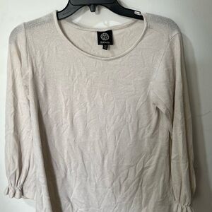bobeau Cream Long Sleeve Scoop Neck Top